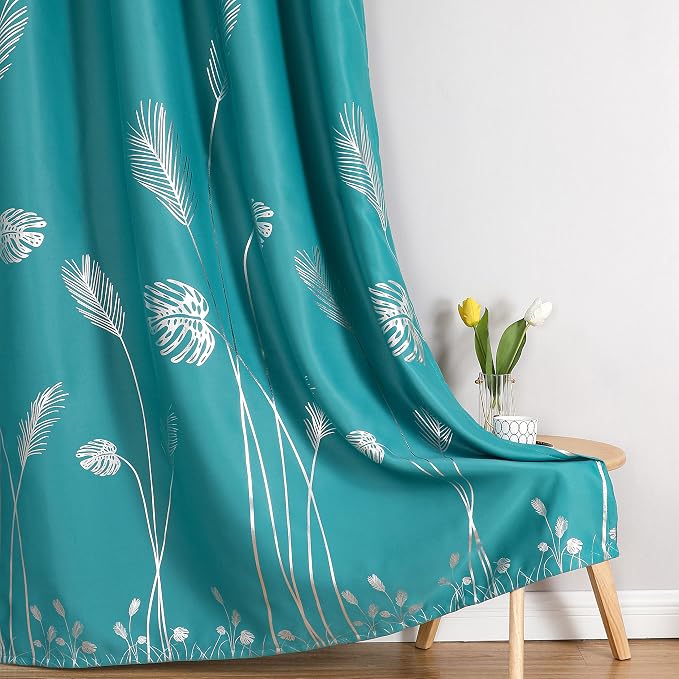 Teal Blackout Curtains for Living Room, Grommet Curtains - Image 7