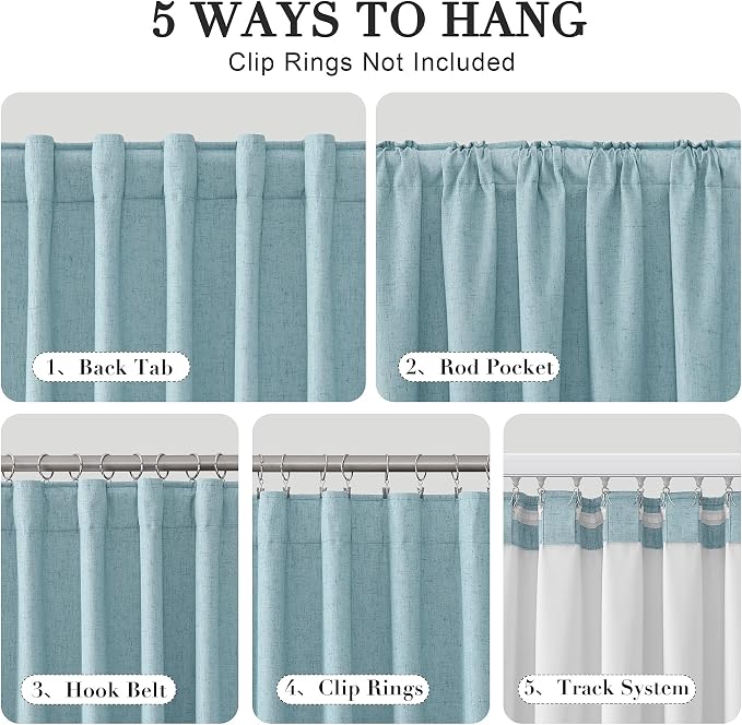 Joywell 100% Blackout Linen Curtains 102 Inch Long - Image 2