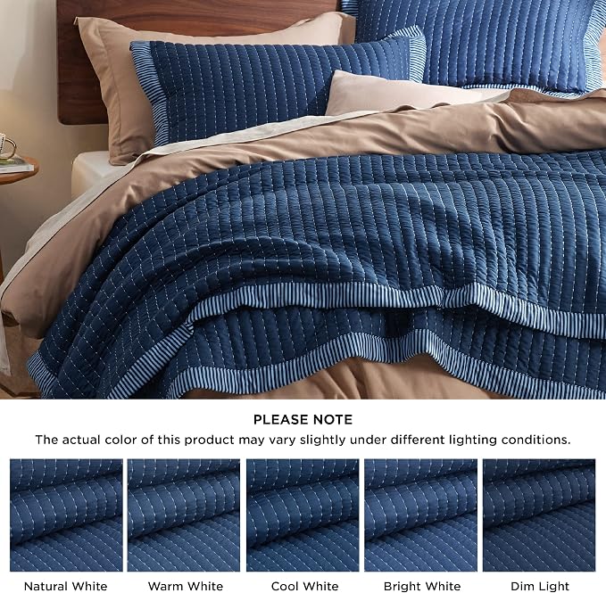 Bedsure King Size Quilt, Lightweight Striped Thin Comforter, Ultra Soft - Image 7