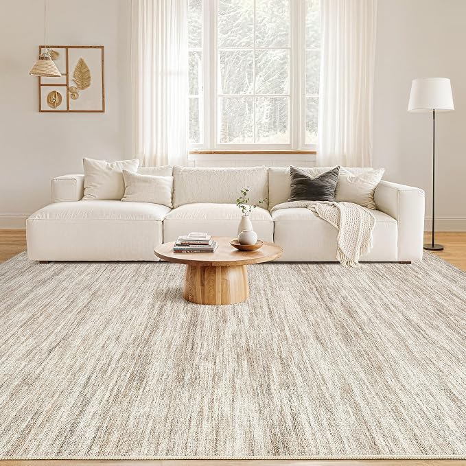 Nakagishi 10x14 Area Rugs Living Room: Washable Large Vintage Rug Neutral - Image 4