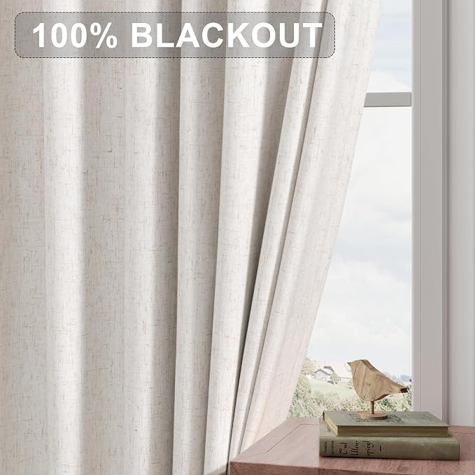 Joywell 100% Blackout Extra Long Linen Curtains 120 Inch - Image 7