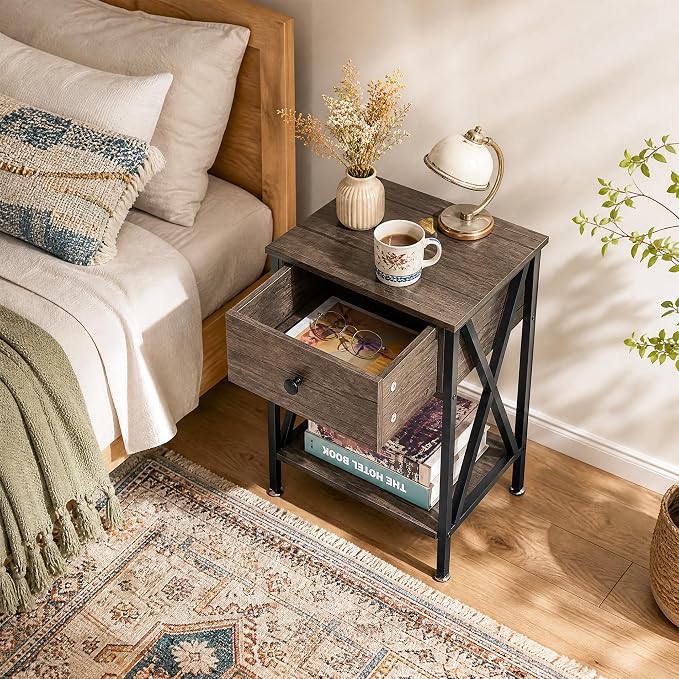 VECELO Nightstands Set of 2, Modern Bedside End Tables, Night Stands - Image 7