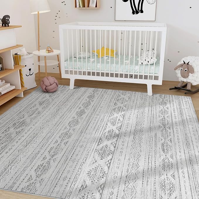 Nakagishi 7x9 Area Rug Living Room: Washable Boho Large Neutral Soft Farmhouse - Image 8
