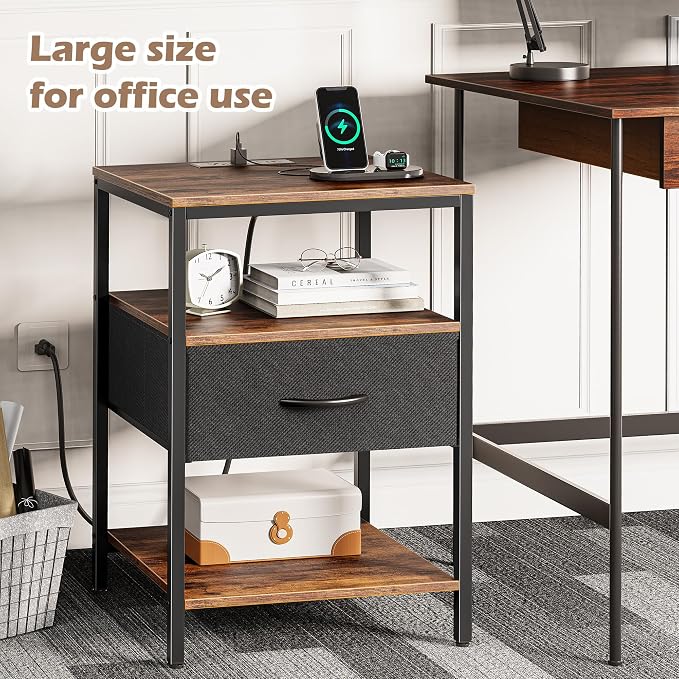 SUPERJARE Nightstand with Charging Station, USB-C Port, Bedside Table | 27.7 - Image 4