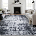 10x12 Area Rug Living Room: Modern Washable Soft Carpet Dark Black | by FXRHLP