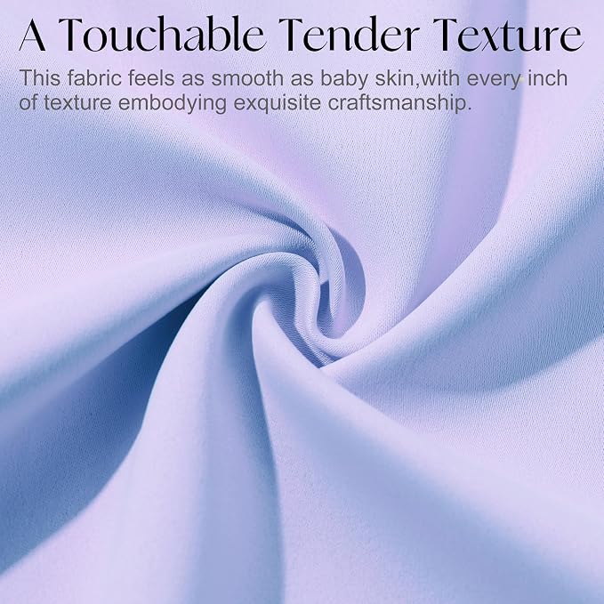 Etherealveil Lavender Purple Pinch Pleated Blackout Curtains 2P 40"x84" | Back - Image 8