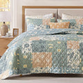 Oversized Queen Quilt Set-3 Pieces Soft Bedspread Floral Patchwork Quilt | by CASAAGUSTO