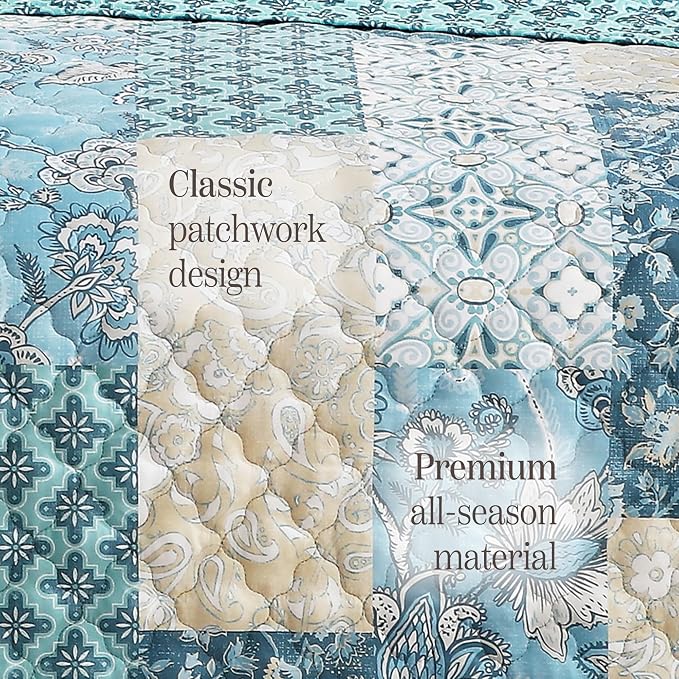 Twin/Twin XL Quilt Set-2 Pieces Soft Bedding Floral Patchwork Coverlet | All - Image 6