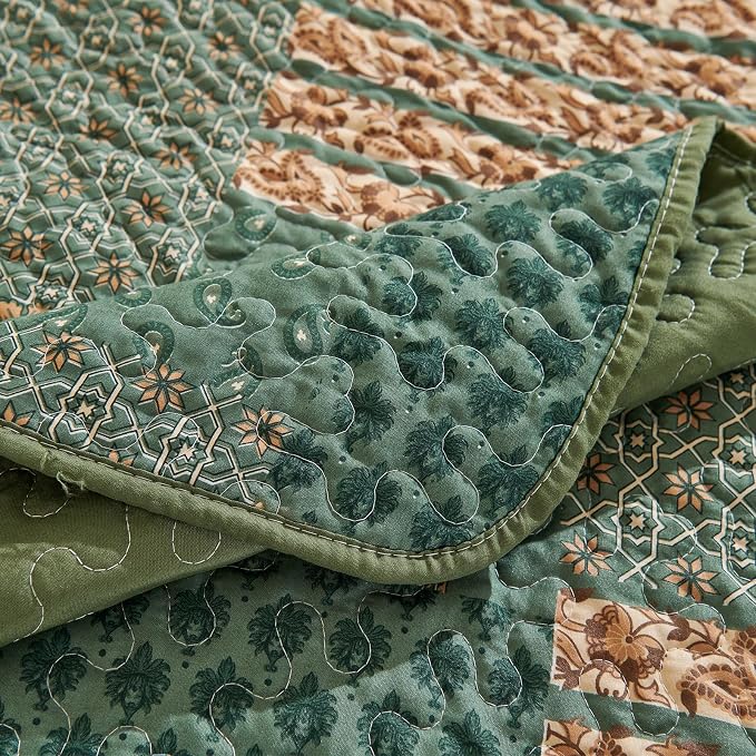 3 Pieces California King Size Quilt Set Olive Green Oversized 120x120 Inch - Image 6