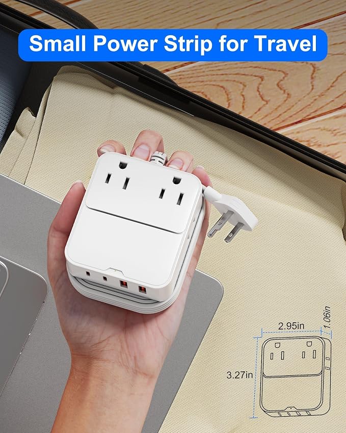 Flat Plug Power Strip with USB Ports-4 AC&4 USB Ports, Extension Cord | 6FT - Image 5