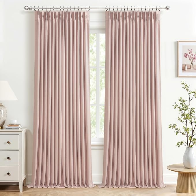 Light Pink Extra Long Floor to Ceiling Curtains 108 Inches Long by PleatedDrapes