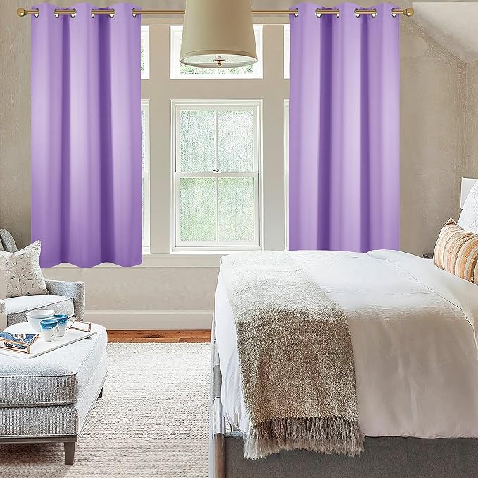 Diraysid Lavender Grommet Blackout Curtains - Image 4