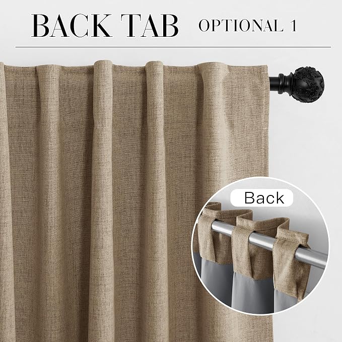RYB HOME Burlap 100% Blackout Curtains 63 Inch Long - Image 7