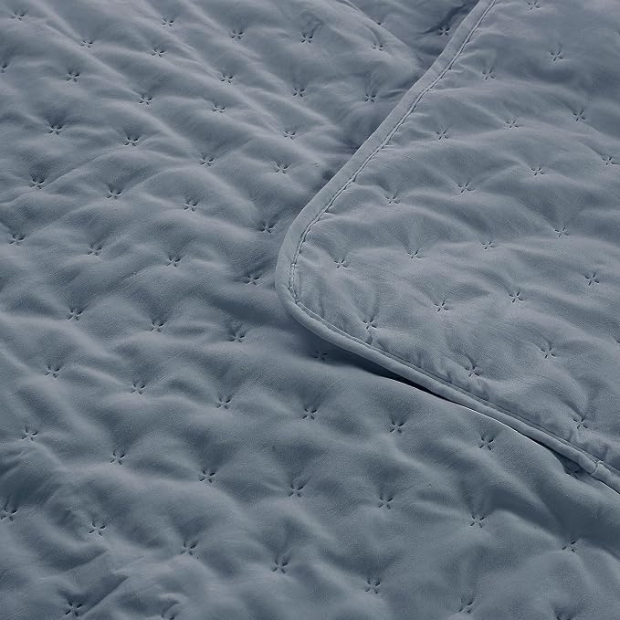 ROARINGWILD Dusty Blue Oversized King Size Quilt Bedding Set, California Cal - Image 7