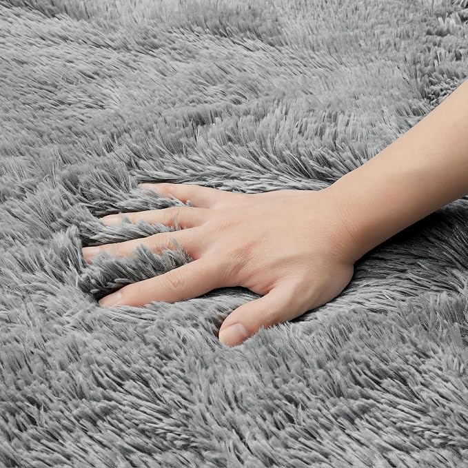 8x10 Area Rug for Living Room, Light Gray Fluffy Shag Non-Slip Bedroom Rugs | - Image 8