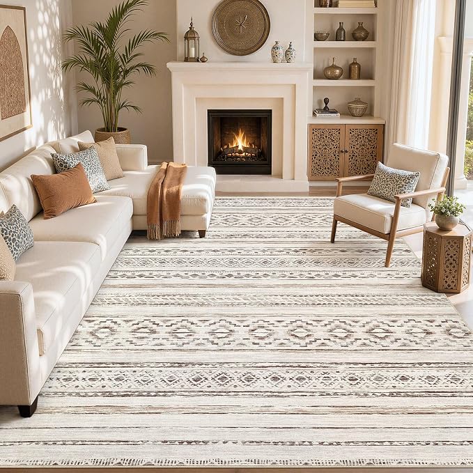 cotiled Boho 10x12 Area Rug for Living Room: Large Moroccan Washable Rug | by COTILED