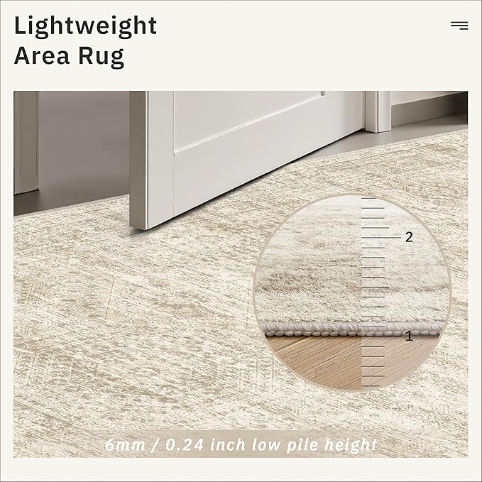 Soalmost 2x4 Washable Rugs for Kitchen, Small Area Rug Beige | Non-Slip Vintage - Image 7