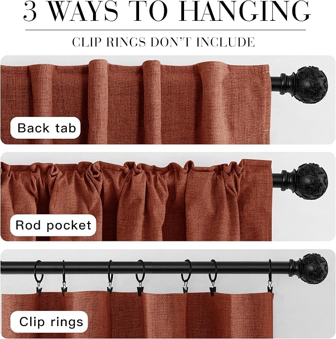 RYB HOME 100% Blackout Linen Textured Curtains 96 Inch - Image 7