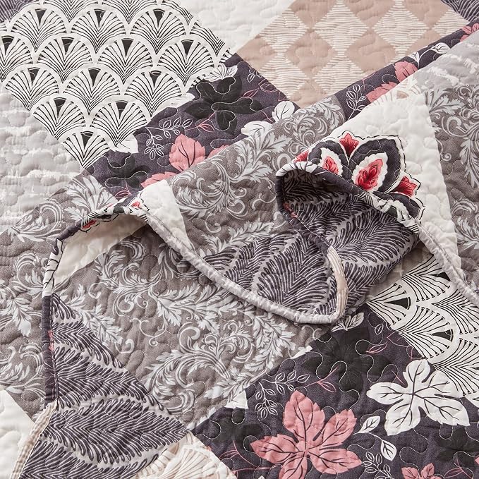 King Size Quilt Set 3 Pieces Lightweight Reversible Bedspread-98''x106'' Soft - Image 5