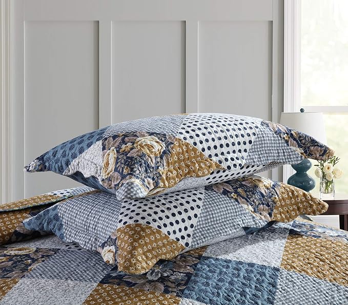 3-Piece King Bedspread Quilt Sets Patchwork Floral Oversized Reversible Soft - Image 6