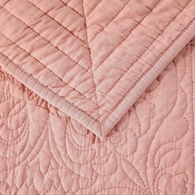 ROOMLIFE Quilt Set Full Size 3D Floral Embroidery Pattern 3-Piece Cotton - Image 9