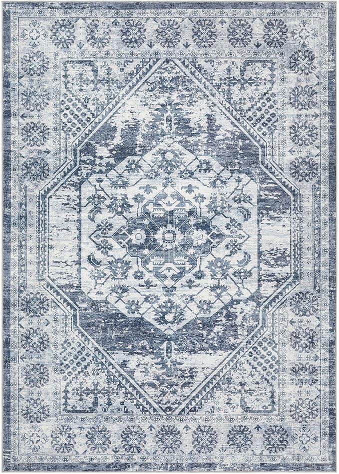 cotiled 5x7 Area Rug for Living Room, Traditional, Distressed Blue - Image 8