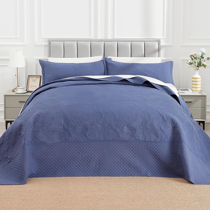Navy Blue 138x122 Extra Wide Oversized King Quilts - Image 2
