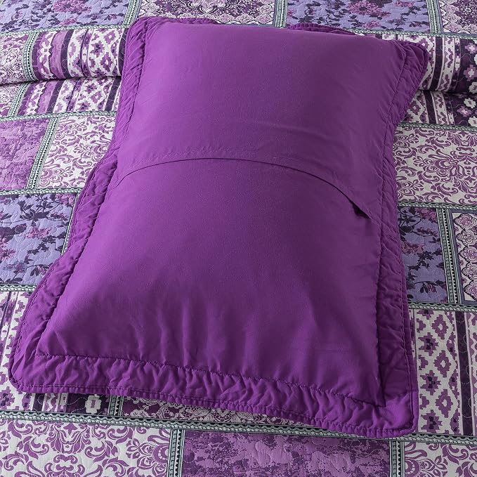 Etwel Cotton Patchwork Queen Size Quilt Set - Image 7