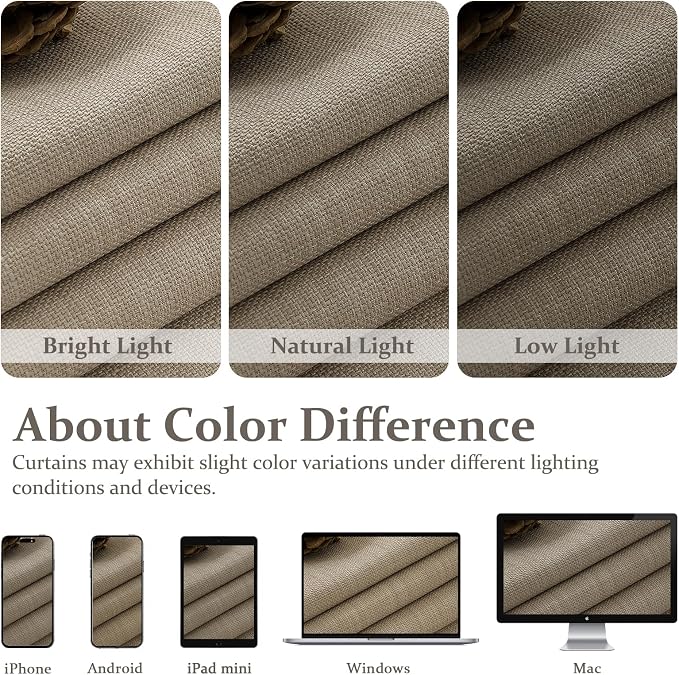 Burlywood Birch 70 Inch Extra Wide Blackout Curtains 120 Inches Long - Image 10