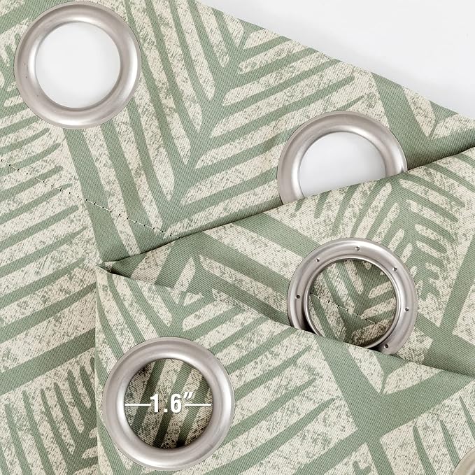 jinchan Sage Green Blackout Curtains Geometric Grommet 96 inch 2 Panels | Room - Image 5