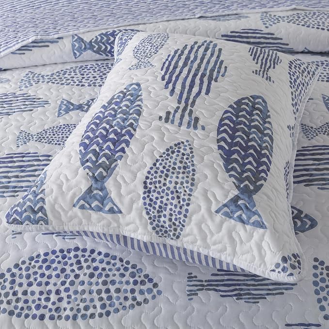 SLPR - Coastal Nautical Fish Quilt Set, Queen - Image 7