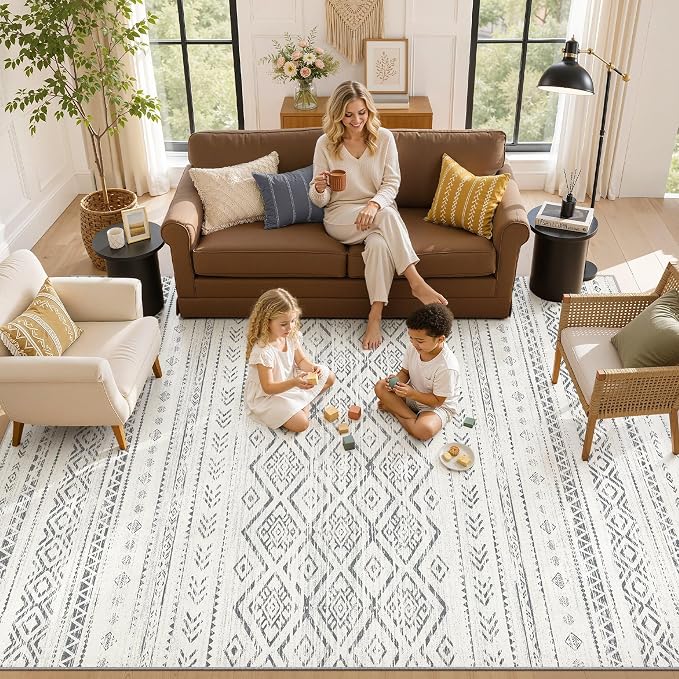 Nakagishi Area Rug Living Room Rugs: 10x14 Large Soft Machine Washable Boho - Image 8