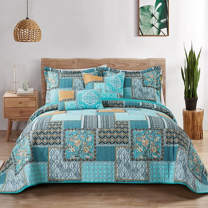 BEDIFANY Cotton Queen Size Quilt, Lightweight Bedspread Queen Size | Teal by BEDIFANY
