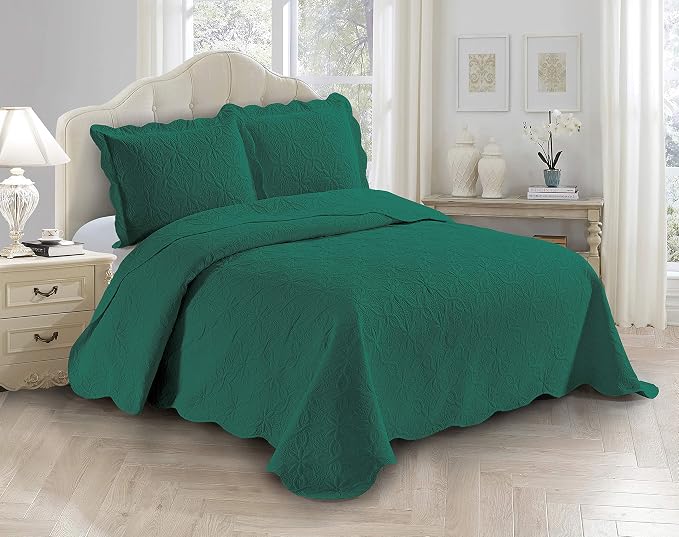 Fancy Linen 3pc Embossed Coverlet Bedspread Set Oversized Bed Cover Solid by Fancy+Linen