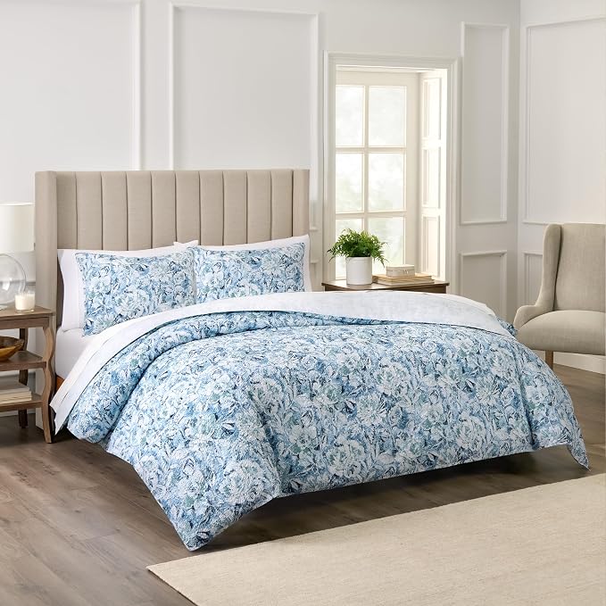 Waverly Hayden 2-Piece Microfiber Percale Comforter Set – Twin Blue/Green by Waverly