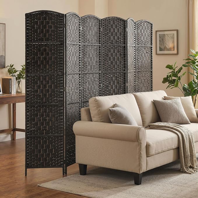 HOMCOM Room Divider 6-Panel, 6FT-Tall Folding Privacy Screen, Coffee | - Image 8