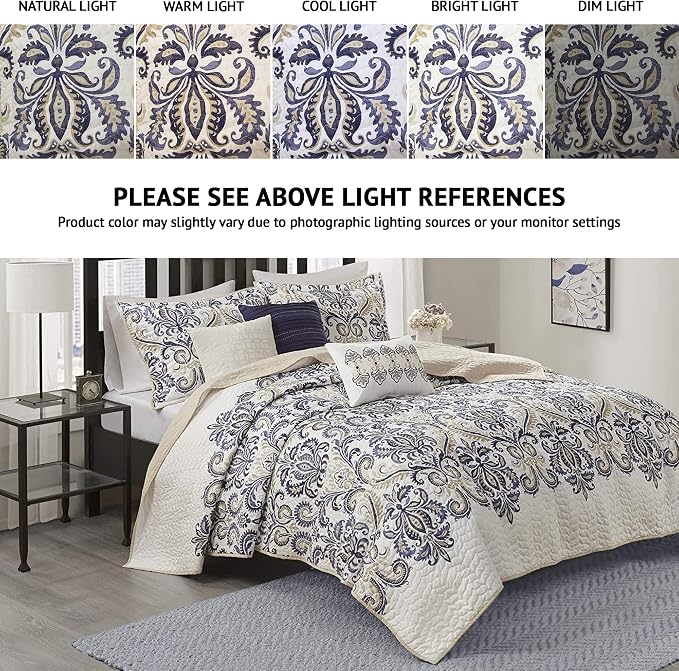 Madison Park Quilt Traditional Damask Design All Season, Lightweight Coverlet - Image 2