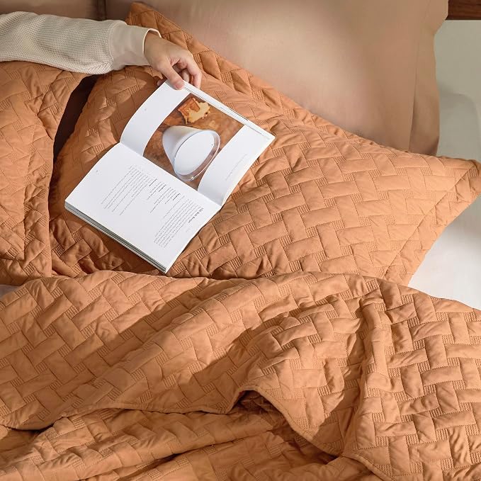 Bedsure King Size Quilt, Lightweight Comforter Set, Hazel Brown Bedspread | - Image 5