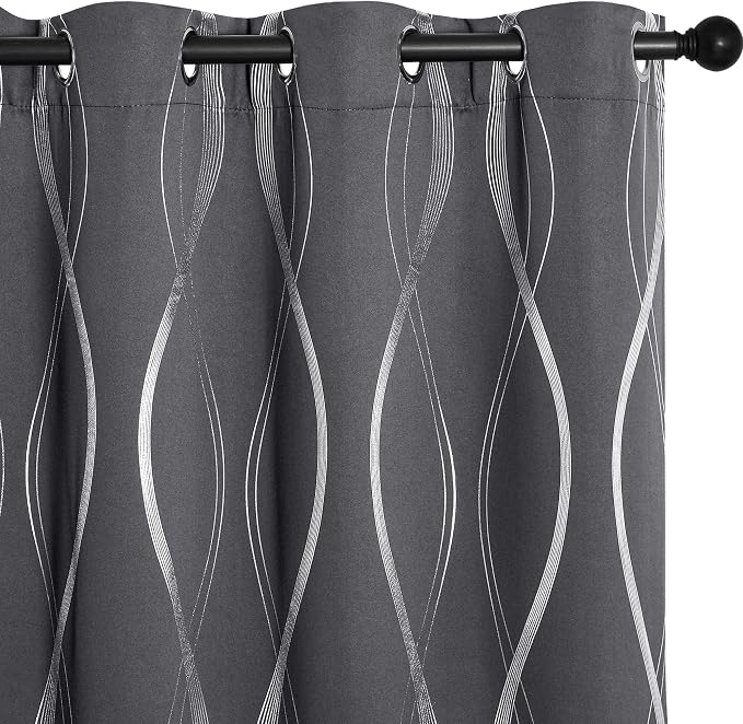NICETOWN Grey Blackout Striped Pattern Curtains - Image 2