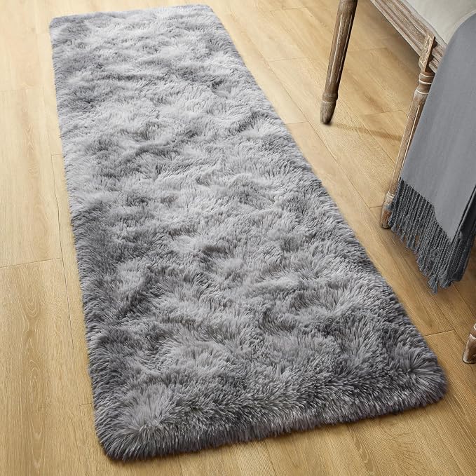 Fluffy Runner Rugs for Bedroom Aesthetic 2x6 Feet, Shag Soft Bedside Rug - Image 2