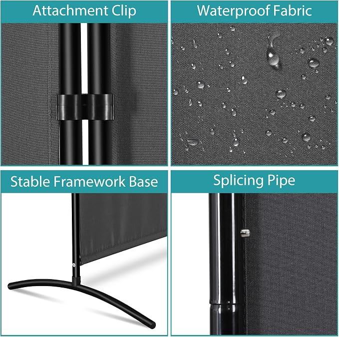 SUPER DEAL Folding Room Divider, 3 Panel Privacy Screens - Image 6
