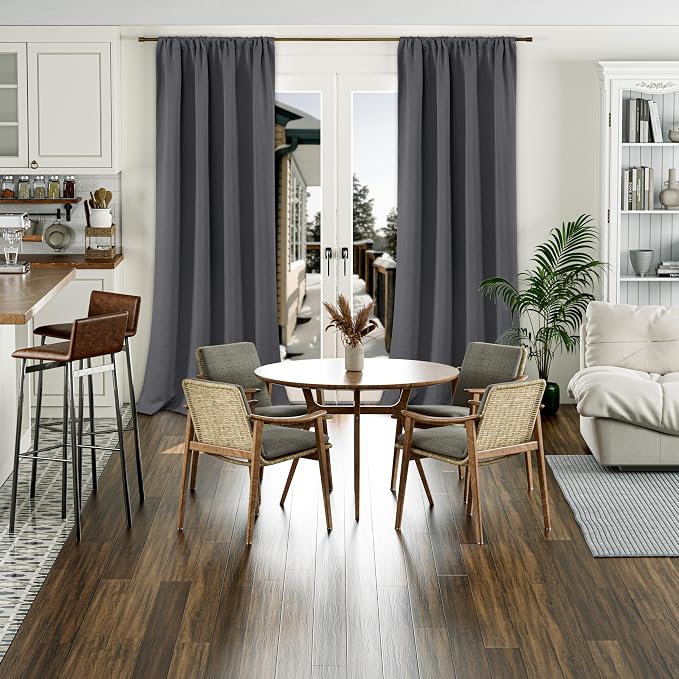BGment Dark Grey 100% Blackout Curtains - Image 2