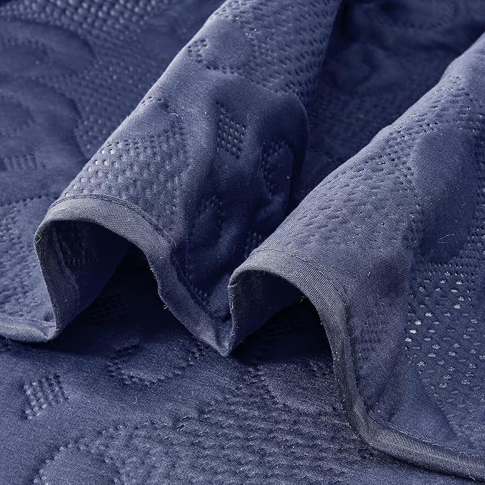 Kingnex 106x96 King Size Lightweight Bedspread Coverlet Set Navy | 3 Pcs - Image 6