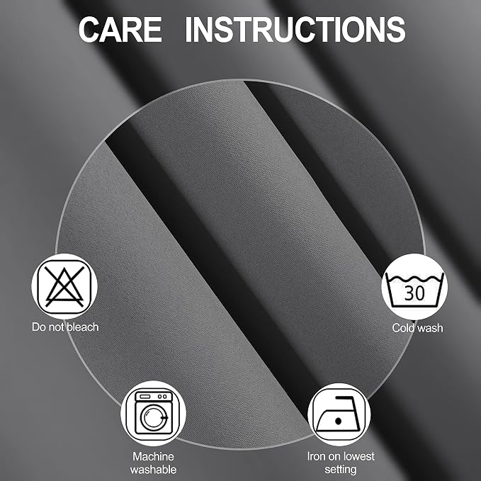 Grey Thermal Blackout Curtains/38 x 54 Inch/Set of 2 Panels Room Darkening - Image 4