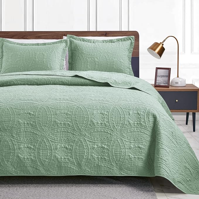 Love's cabin Quilts for Queen Bed Sage Bedspreads by Lovescabin