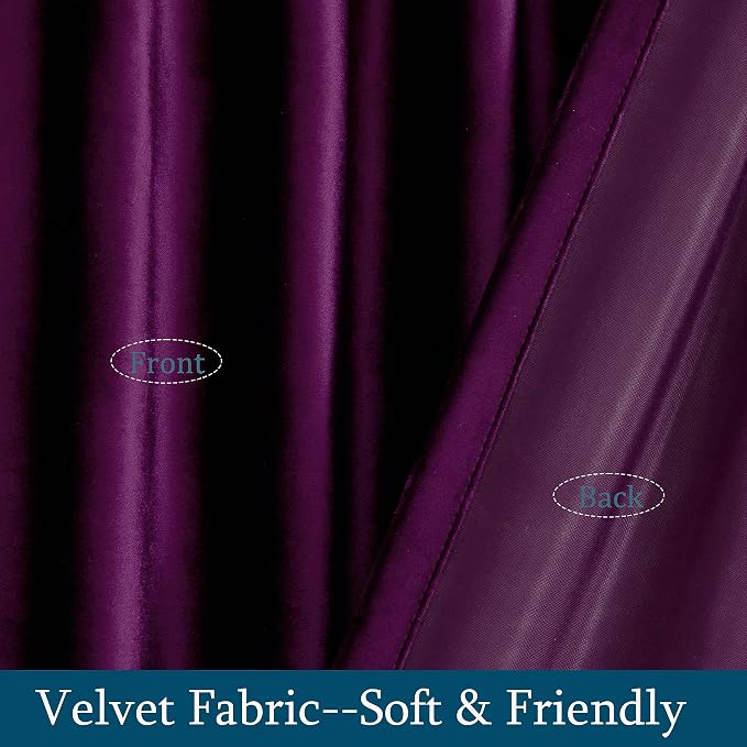 PRIMROSE Purple Velvet Curtains 108 inch Long - Image 4