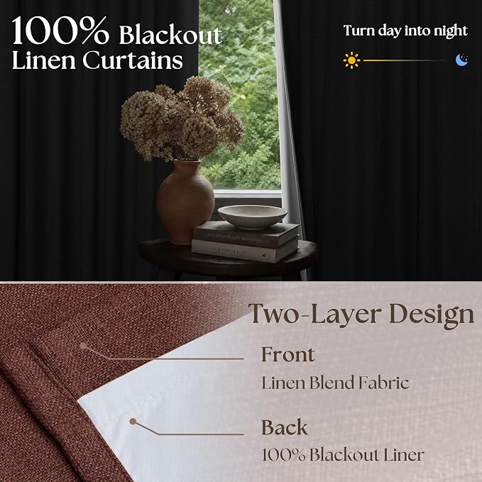Brown Red Pinch Pleated Blackout Curtains 102 Inches Long - Image 2