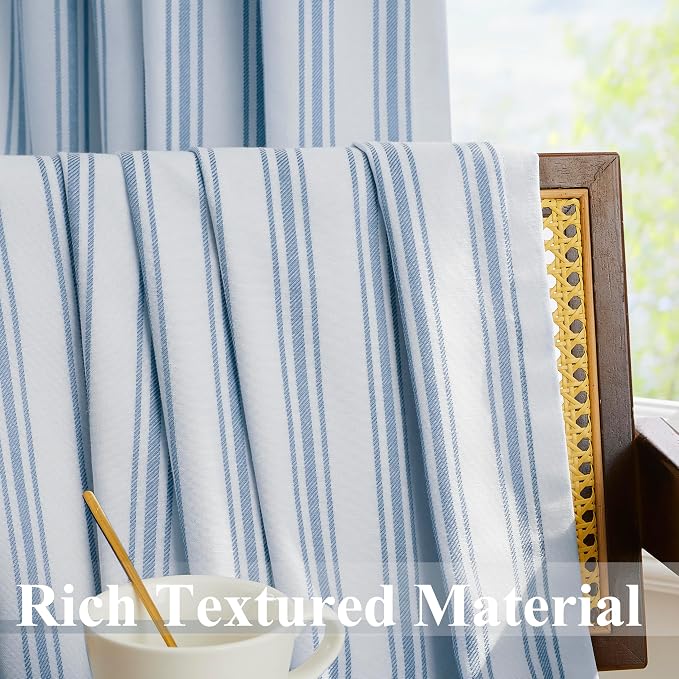 ZJDECOR 90 Inch Blue Striped Full Blackout Curtain Panels - Image 6