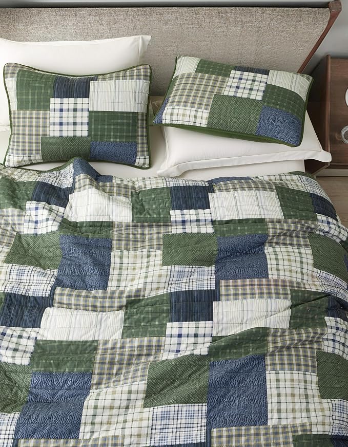 Chezmoi Collection Cedar 3-Piece Printed Patchwork Quilt Set, Queen Size - Image 3