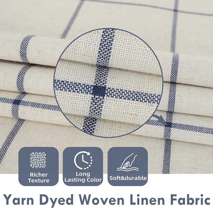 DriftAway 100% Blackout Plaid Curtains 96 Inches Long 2 Panels Navy Blue | 100% - Image 4